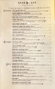 Star Leaf Menu