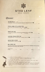 Star Leaf Dessert Menu