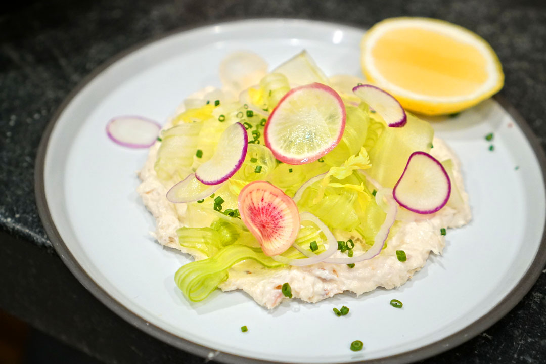 Smoked Mahi Dip, Celery, Radish, Crackers