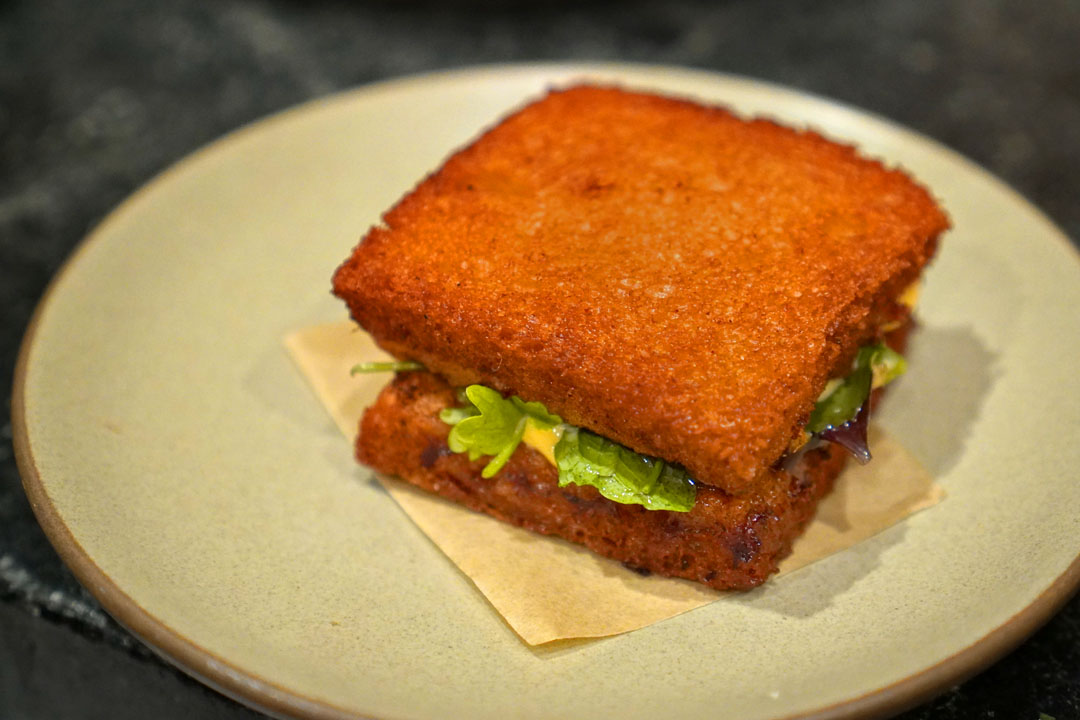 Shrimp Toast Sandwich, Hoisin, Herbs, Sriracha Mayo