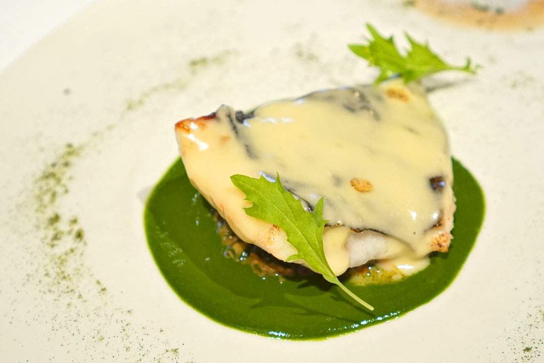 Turbot · mussels · spinach