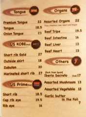 Tsuruichi Menu: Other Meats