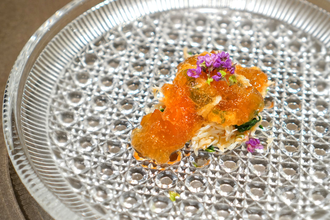 Hairy Crab and Mizuna with Crab Vinegar Jelly