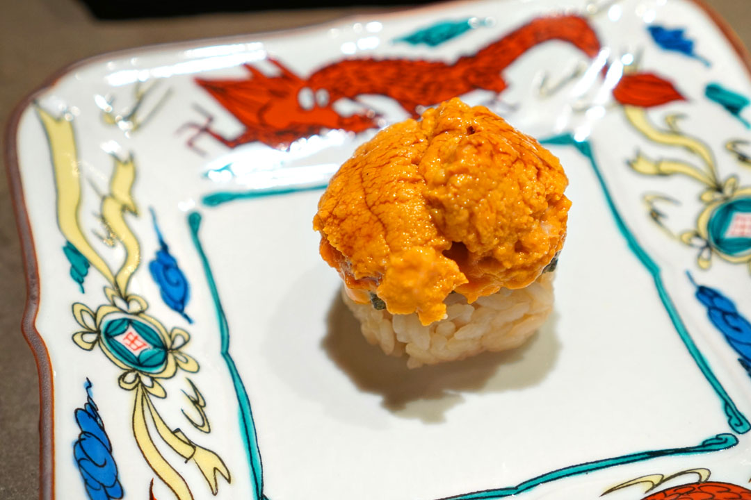 W Sea Urchin with Fried Nori Nigiri