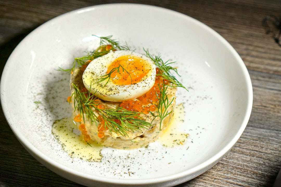 weiser farms POTATO SALAD, mike & son's egg, dill smoked trout roe