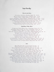 Bar Becky Wine List