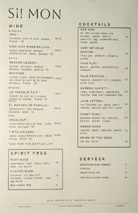 Si! Mon Beverage List