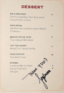 Vin Folk Dessert Menu