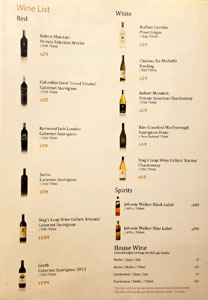 KyungBokKung Wine List, Spirits List