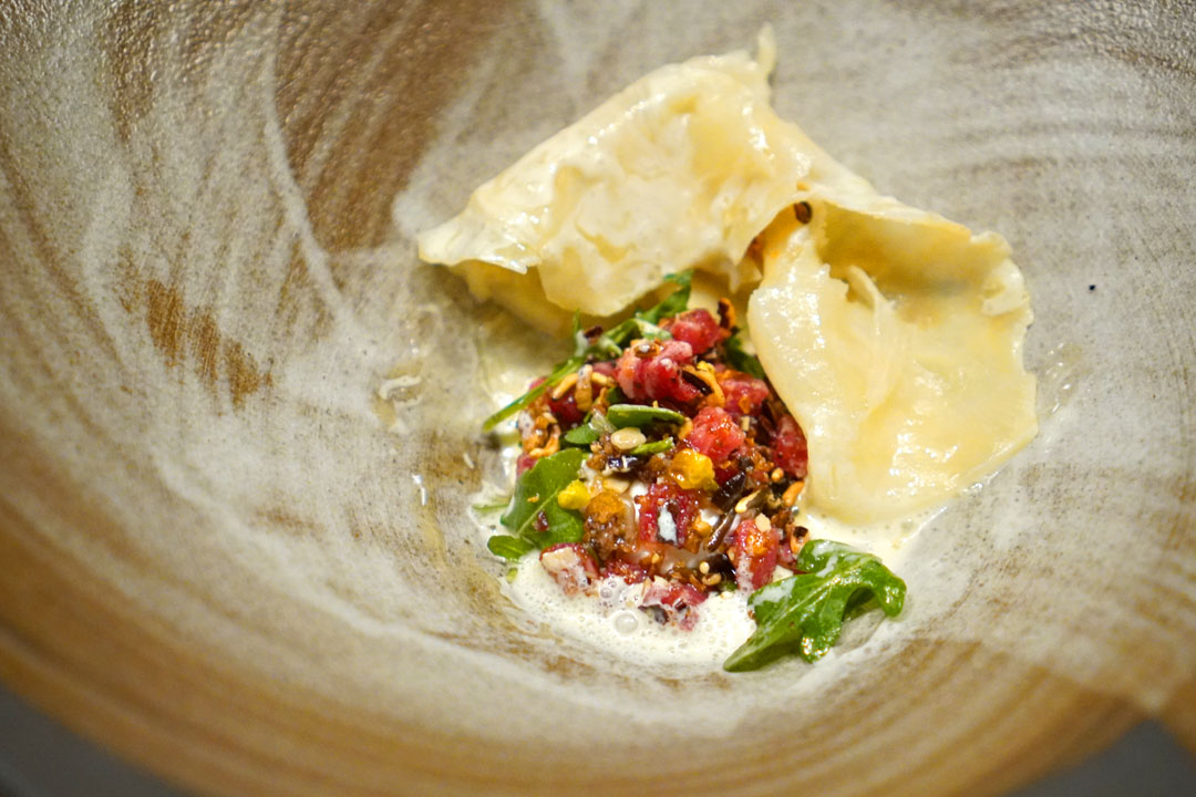 celery root, dry-aged beef, savory granola (Uncovered)