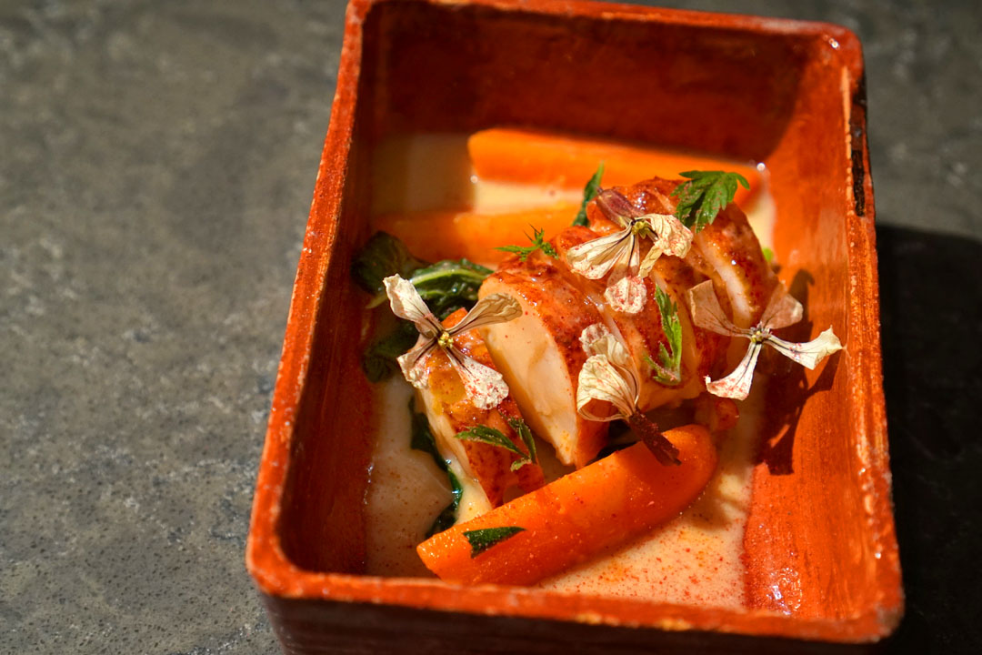lobster, doenjang, raspberry