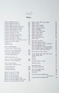 Bar Sawa Whisky List