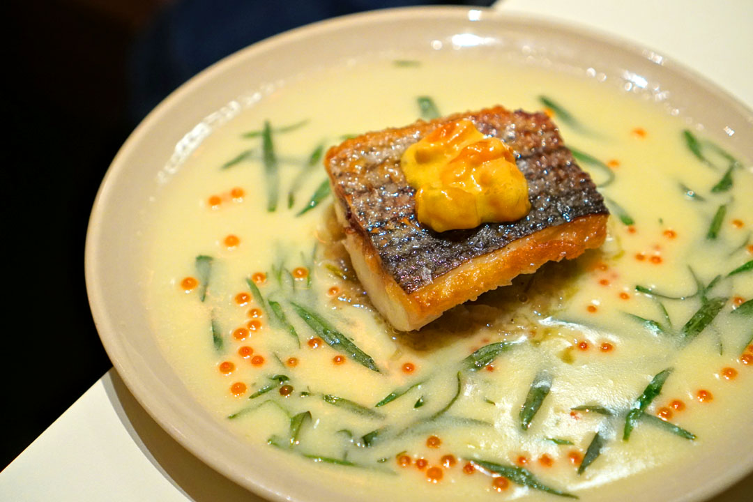Striped Bass, Beurre Blanc, Onion Fondue, Tomato Jam