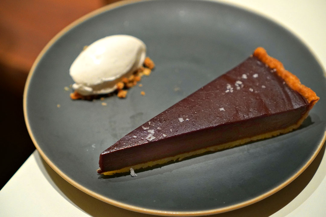 Chocolate Tart, Oat Streusel, Chantilly Cream