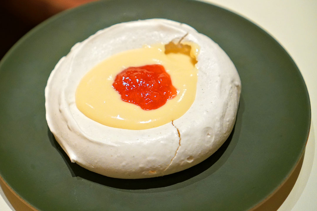 Pavlova, Blood Orange, White Chocolate Creme