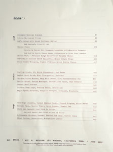 Bar Etoile Menu