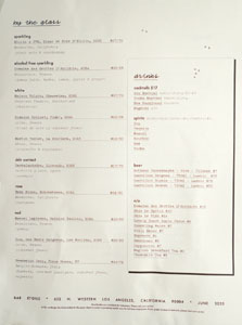 Bar Etoile Beverage List