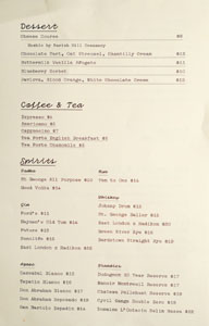 Bar Etoile Dessert Menu, Coffee & Tea List, Spirits List