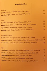 Muse Wines by the Glass List