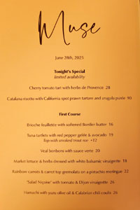 Muse Menu: Tonight's Special, First Course