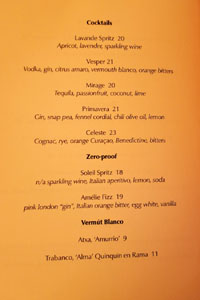 Muse Cocktail List