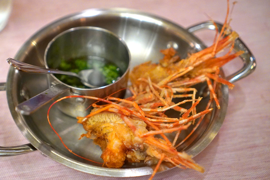 Fried Spot Prawn Heads